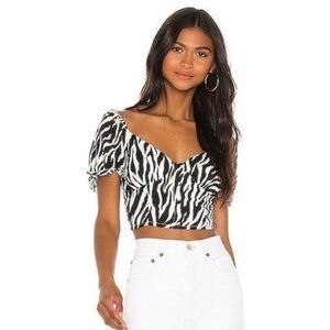 Superdown Zebra short sleeve top